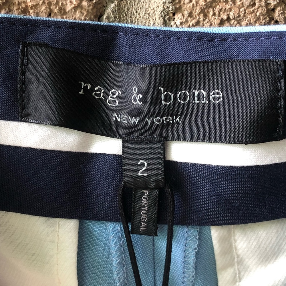 rag & bone | Blue linen tapered spring summer designer trouser dr… - Picture 7 of 16